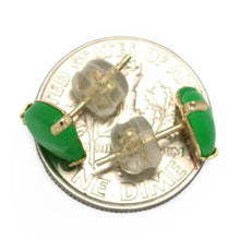 Load image into Gallery viewer, 14K Yellow Gold Heart Green Jade Stud Earrings