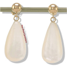 Load image into Gallery viewer, 14K Yellow Gold Raindrop White Mother of Pearl Dangle Earrings