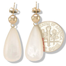 Load image into Gallery viewer, 14K Yellow Gold Raindrop White Mother of Pearl Dangle Earrings