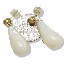 Load image into Gallery viewer, 14K Yellow Gold Raindrop White Mother of Pearl Dangle Earrings