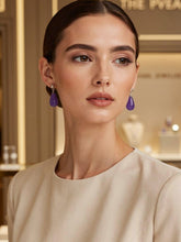 Load image into Gallery viewer, 14K White Gold Lavender Jade Pear Drop Earrings