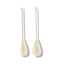 Load image into Gallery viewer, 14K Yellow Gold Threader Chain Mother of Pearl Earrings