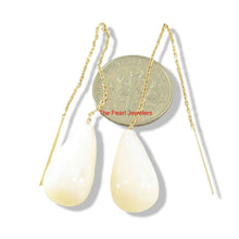 Load image into Gallery viewer, 14K Yellow Gold Threader Chain Mother of Pearl Earrings