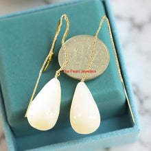 Load image into Gallery viewer, 14K Yellow Gold Threader Chain Mother of Pearl Earrings