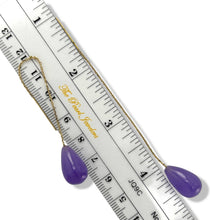 Load image into Gallery viewer, 14K Yellow Gold Threader Chain Lavender Jade Teardrop Earrings
