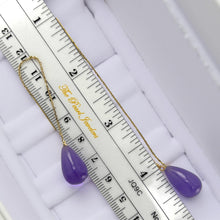 Load image into Gallery viewer, 14K Yellow Gold Threader Chain Lavender Jade Teardrop Earrings