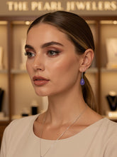 Load image into Gallery viewer, 14K White Gold Threader Chain Lavender Jade Teardrop Earrings