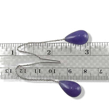 Load image into Gallery viewer, 14K White Gold Threader Chain Lavender Jade Teardrop Earrings