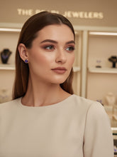 Load image into Gallery viewer, 14K Yellow Gold Bezel Setting Cabochon Lavender Jade Stud Earrings