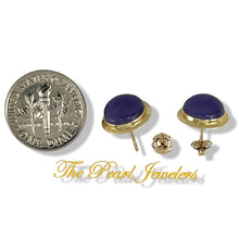 Load image into Gallery viewer, 14K Yellow Gold Bezel Setting Cabochon Lavender Jade Stud Earrings