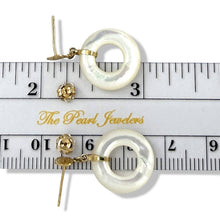 Load image into Gallery viewer, 14K Yellow Gold Blessing Dangle Donut White Mother of Pearl Earrings