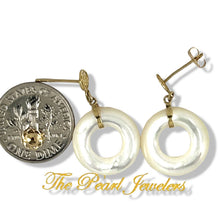 Load image into Gallery viewer, 14K Yellow Gold Blessing Dangle Donut White Mother of Pearl Earrings