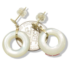 Load image into Gallery viewer, 14K Yellow Gold Blessing Dangle Donut White Mother of Pearl Earrings