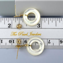 Load image into Gallery viewer, 14K Yellow Gold Blessing Dangle Donut White Mother of Pearl Earrings