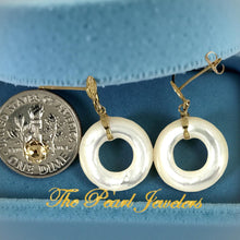Load image into Gallery viewer, 14K Yellow Gold Blessing Dangle Donut White Mother of Pearl Earrings