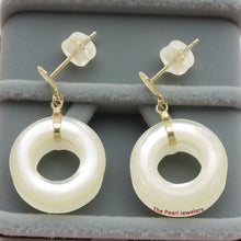 Load image into Gallery viewer, 14K Yellow Gold Blessing Dangle Donut White Mother of Pearl Earrings