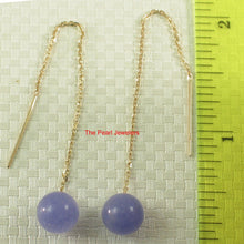 Load image into Gallery viewer, 1100422-14KT YELLOW SOLID GOLD THREADER CHAIN LAVENDER JADE DANGLE EARRINGS