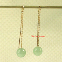 Load image into Gallery viewer, 1100424-14kt-Threader-Chain-Bean-Green-Jade-Dangle-Earrings