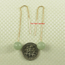Load image into Gallery viewer, 1100424-14kt-Threader-Chain-Bean-Green-Jade-Dangle-Earrings