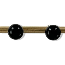 Load image into Gallery viewer, 14K Yellow Gold Genuine Round Ball Black Onyx Stud Earrings