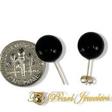 Load image into Gallery viewer, 14K Yellow Gold Genuine Round Ball Black Onyx Stud Earrings