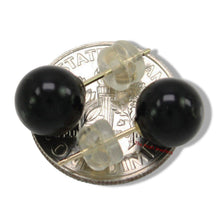 Load image into Gallery viewer, 14K Yellow Gold Genuine Round Ball Black Onyx Stud Earrings