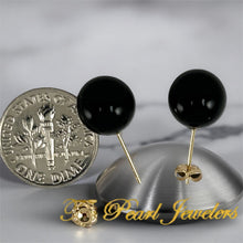 Load image into Gallery viewer, 14K Yellow Gold Genuine Round Ball Black Onyx Stud Earrings