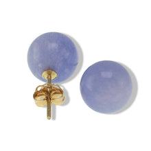Load image into Gallery viewer, 14K Yellow Gold Round Ball Lavender Jade Stud Earrings