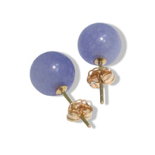 Load image into Gallery viewer, 14K Yellow Gold Round Ball Lavender Jade Stud Earrings
