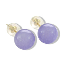 Load image into Gallery viewer, 14K Yellow Gold Round Ball Lavender Jade Stud Earrings