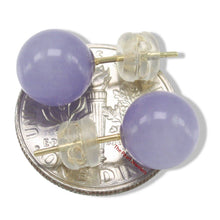 Load image into Gallery viewer, 14K Yellow Gold Round Ball Lavender Jade Stud Earrings