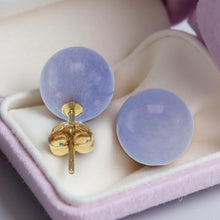 Load image into Gallery viewer, 14K Yellow Gold Round Ball Lavender Jade Stud Earrings