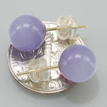 Load image into Gallery viewer, 14K Yellow Gold Round Ball Lavender Jade Stud Earrings