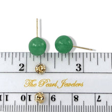 Load image into Gallery viewer, 14K Yellow Gold Round Ball Green Jade Stud Earrings