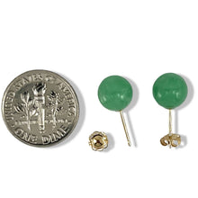 Load image into Gallery viewer, 14K Yellow Gold Round Ball Green Jade Stud Earrings