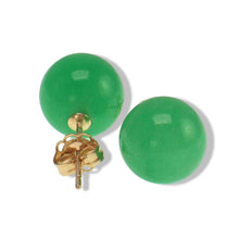 Load image into Gallery viewer, 14K Yellow Gold Round Ball Green Jade Stud Earrings