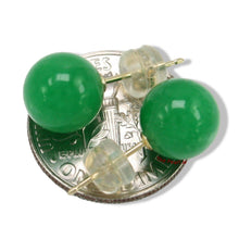 Load image into Gallery viewer, 14K Yellow Gold Round Ball Green Jade Stud Earrings