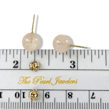 Load image into Gallery viewer, 14K Yellow Gold Round Ball Rose Quartz Stud Earrings