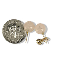 Load image into Gallery viewer, 14K Yellow Gold Round Ball Rose Quartz Stud Earrings