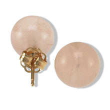 Load image into Gallery viewer, 14K Yellow Gold Round Ball Rose Quartz Stud Earrings