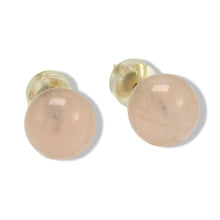 Load image into Gallery viewer, 14K Yellow Gold Round Ball Rose Quartz Stud Earrings