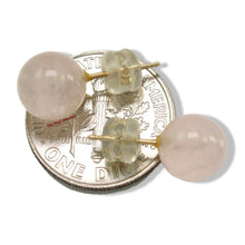 Load image into Gallery viewer, 14K Yellow Gold Round Ball Rose Quartz Stud Earrings