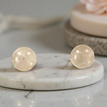 Load image into Gallery viewer, 14K Yellow Gold Round Ball Rose Quartz Stud Earrings