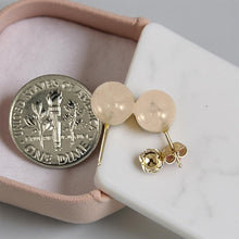 Load image into Gallery viewer, 14K Yellow Gold Round Ball Rose Quartz Stud Earrings