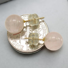 Load image into Gallery viewer, 14K Yellow Gold Round Ball Rose Quartz Stud Earrings