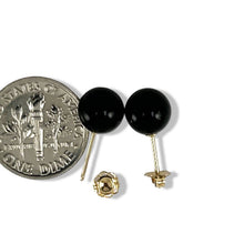 Load image into Gallery viewer, 14K Yellow Gold 10mm Round Black Onyx Stud Earrings