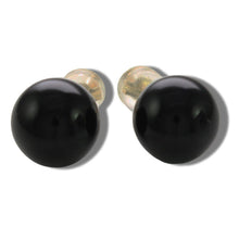 Load image into Gallery viewer, 14K Yellow Gold 10mm Round Black Onyx Stud Earrings