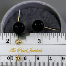 Load image into Gallery viewer, 14K Yellow Gold 10mm Round Black Onyx Stud Earrings