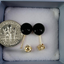 Load image into Gallery viewer, 14K Yellow Gold 10mm Round Black Onyx Stud Earrings