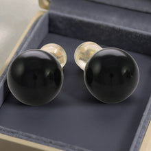 Load image into Gallery viewer, 14K Yellow Gold 10mm Round Black Onyx Stud Earrings
